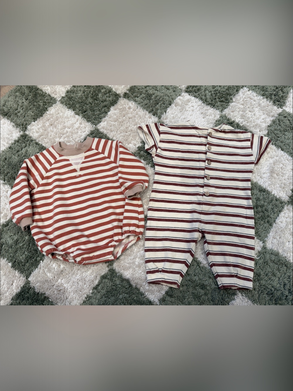 Rylee + Cru- Striped Two-Piece Baby Outfit in Rust and Cream